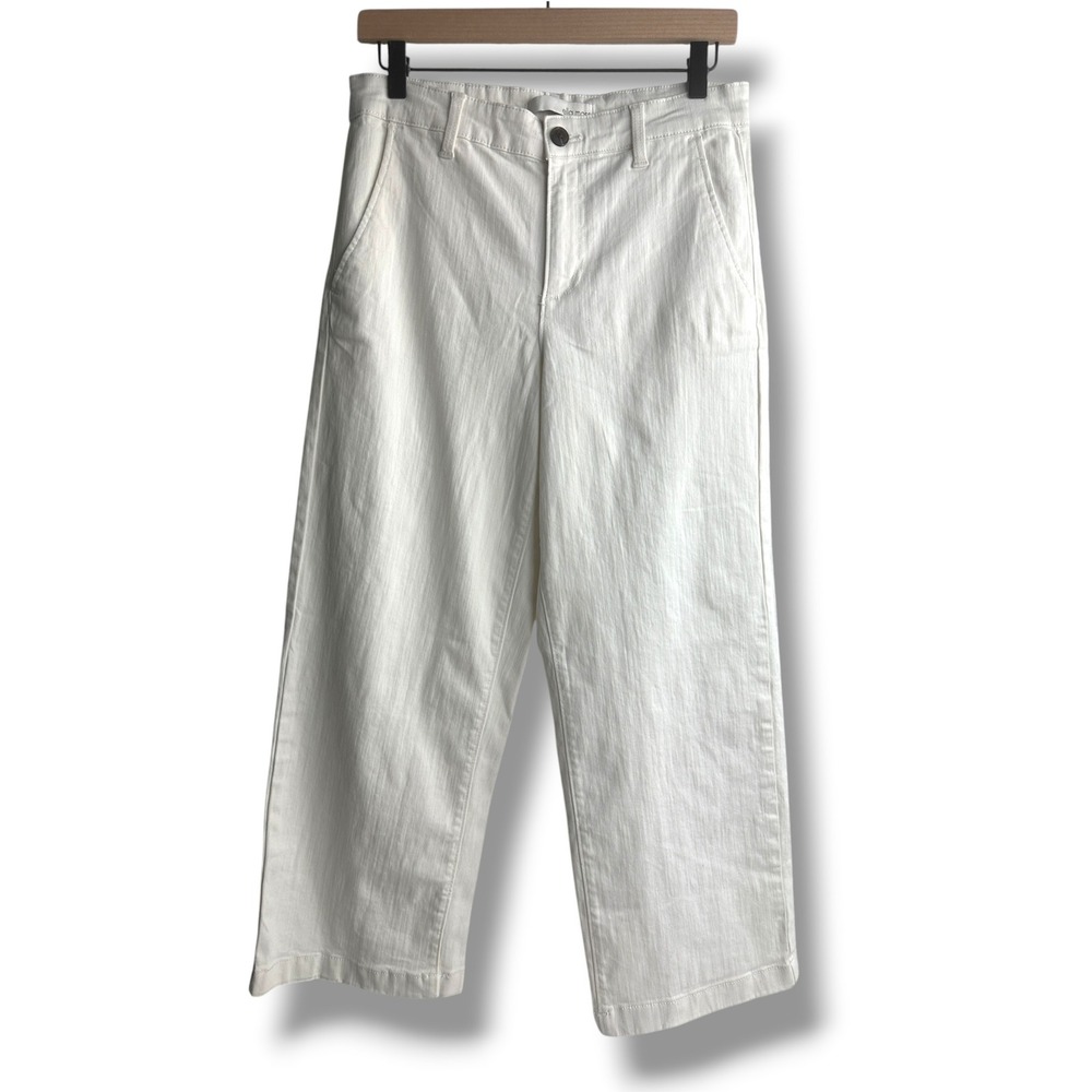 Ella Moss Wide Leg Pants Women 4 Cream Denim Cropped High Rise CJEMB0643-CRM